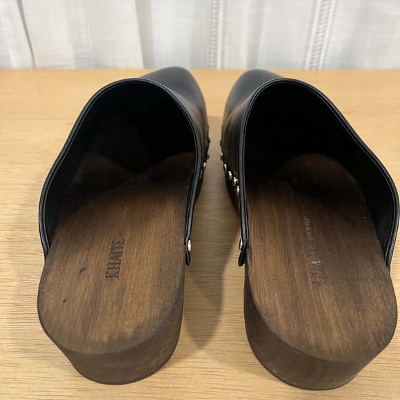 KHAITE Studded Black Leather Wooden Clogs Size EU 41 US 10/10.5 - Picture 14 of 15